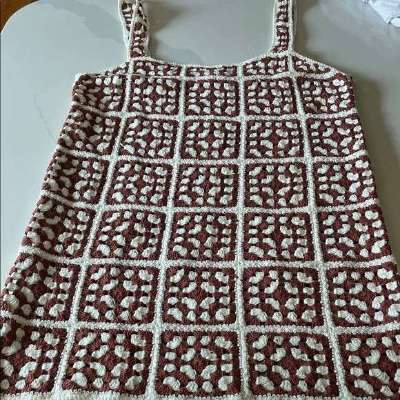 Brown and White Crochet Dress - Picture 3 of 8